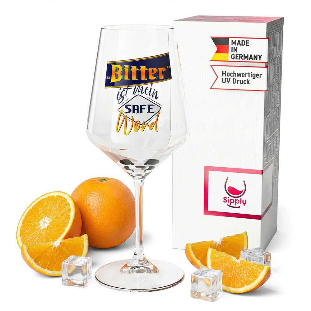 Sipply aperitif glass with slogan "Bitter is my safe word for drinks" Cocktails Wine spritzer 0.5l