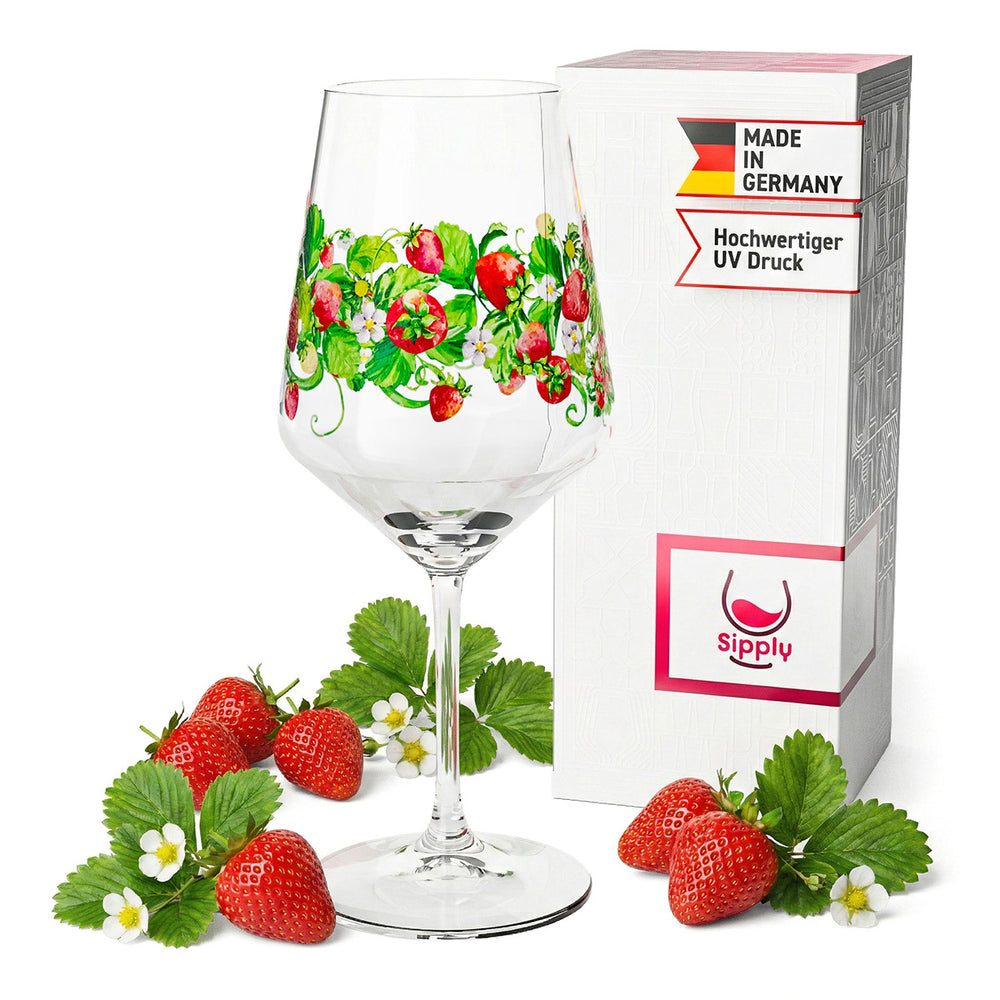 Sipply Summer Vibes aperitif glass with strawberry motif for spritz drinks, cocktails, wine, 0.5 l, with transparency effect