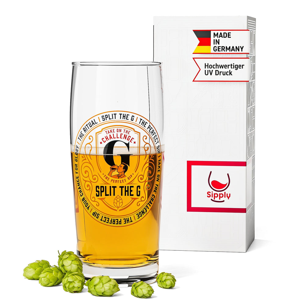 Sipply Beer Glass SPLIT THE G The Perfect SIP Willibecher 0.5 L - The Fun Social Media Trend