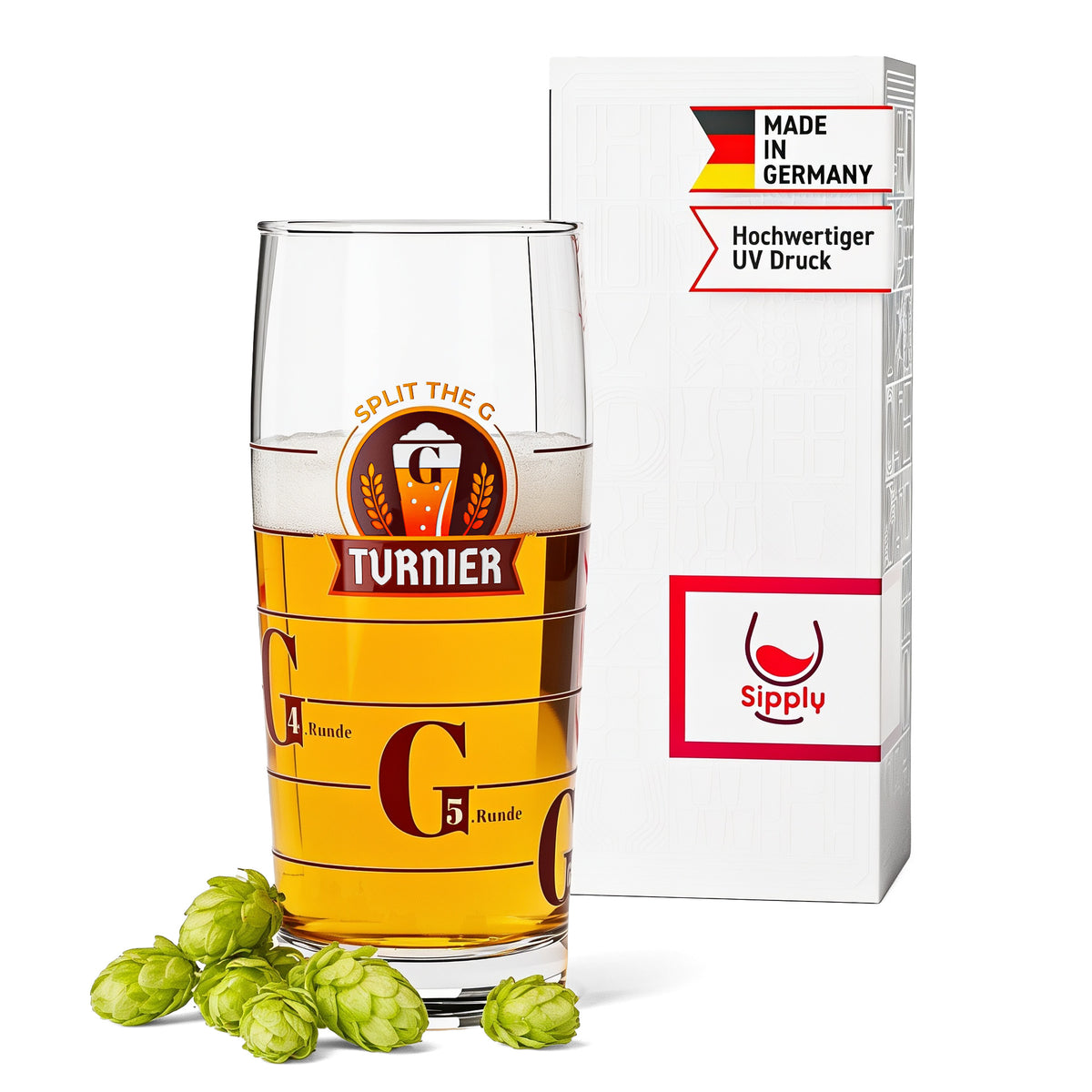 Sipply Beer Glass SPLIT THE G Tournament Willibecher 0.5 L - The Fun Social Media Trend