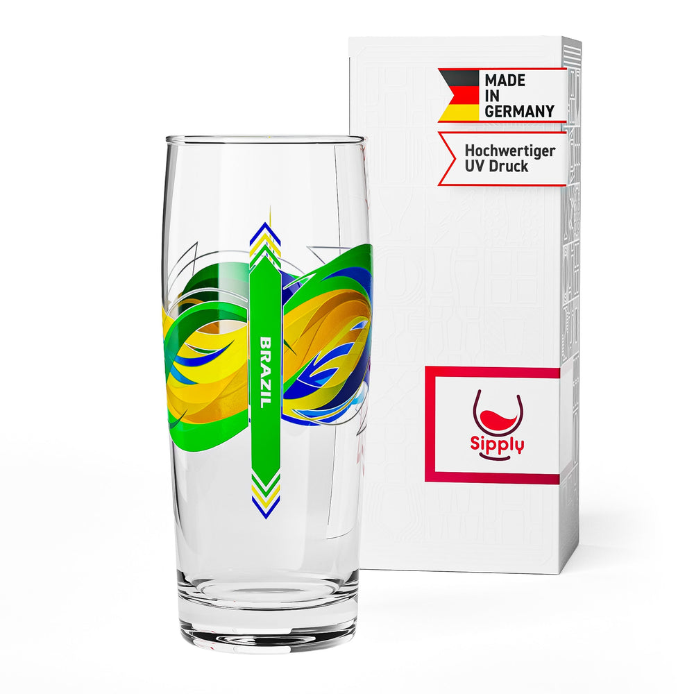 Sipply Beer Glass Willibecher 0.3l with Your Country Flag Brazil