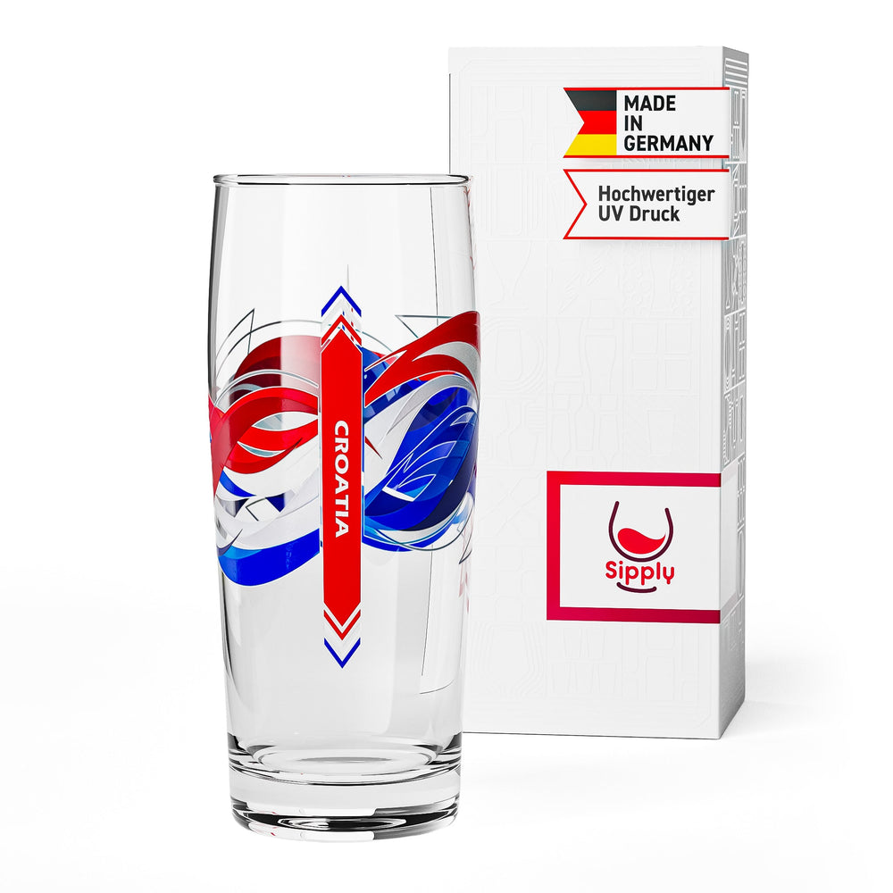 Sipply Beer Glass Willibecher 0.3l with Your Country Flag Croatia