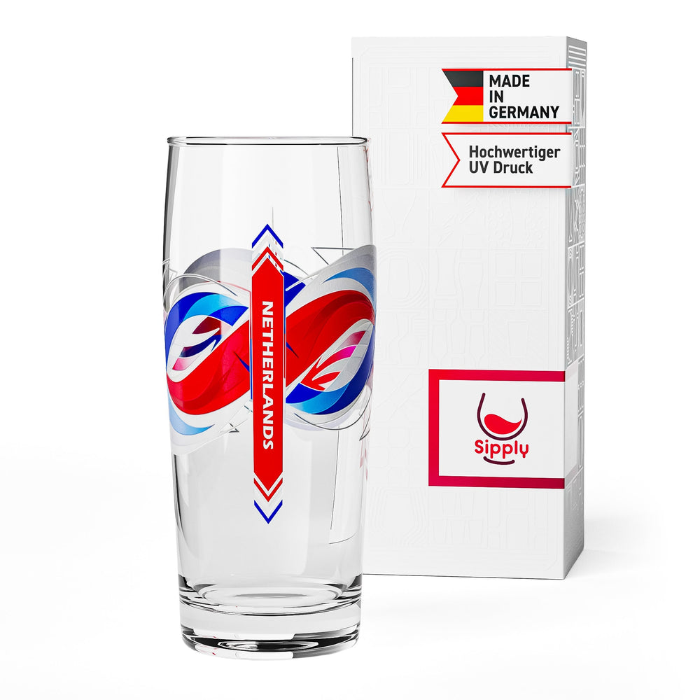 Sipply Beer Glass Willibecher 0.3l with Your Country Flag Netherlands