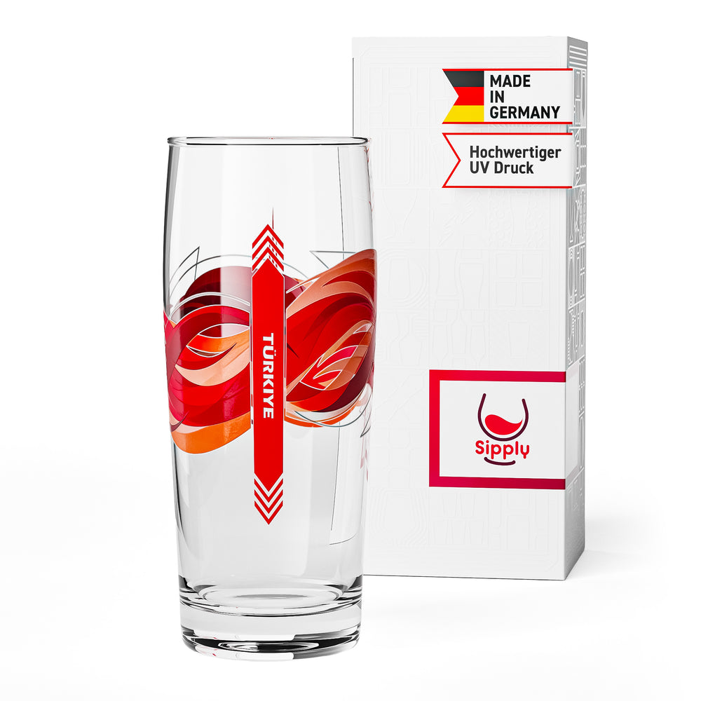 Sipply Willibecher Beer Glass, 0.5 L, Featuring the Turkish Flag
