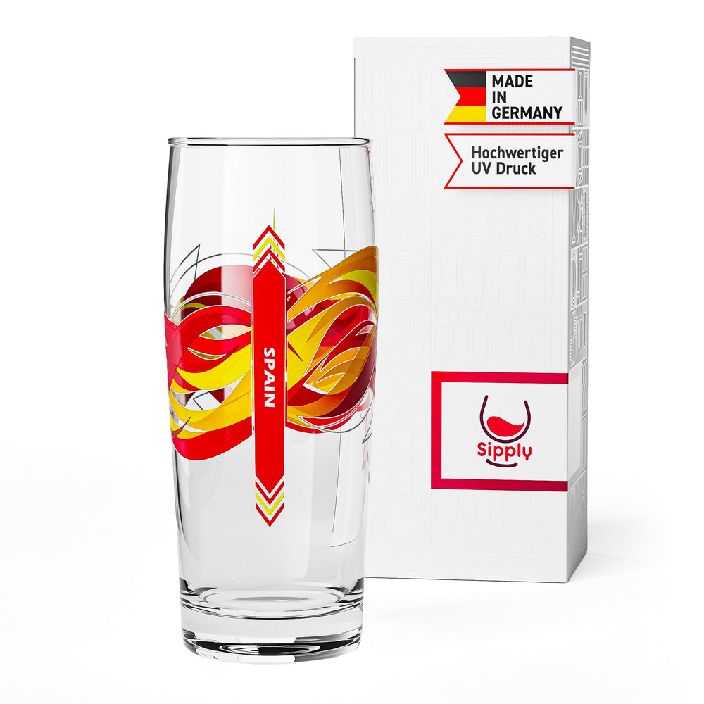 Sipply Beer Glass Willibecher 0.3l with Your Country's Flag - Spain