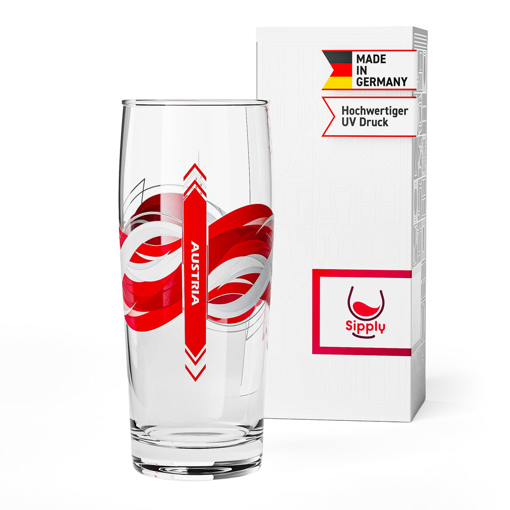 Sipply Willibecher Beer Glass, 0.5 L, Featuring the Austrian Flag
