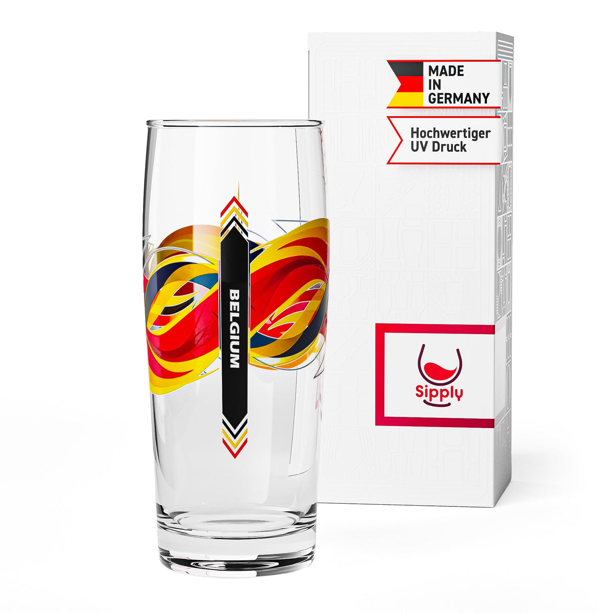 Sipply Beer Glass Willibecher 0.3l with Your Country Flag Belgium