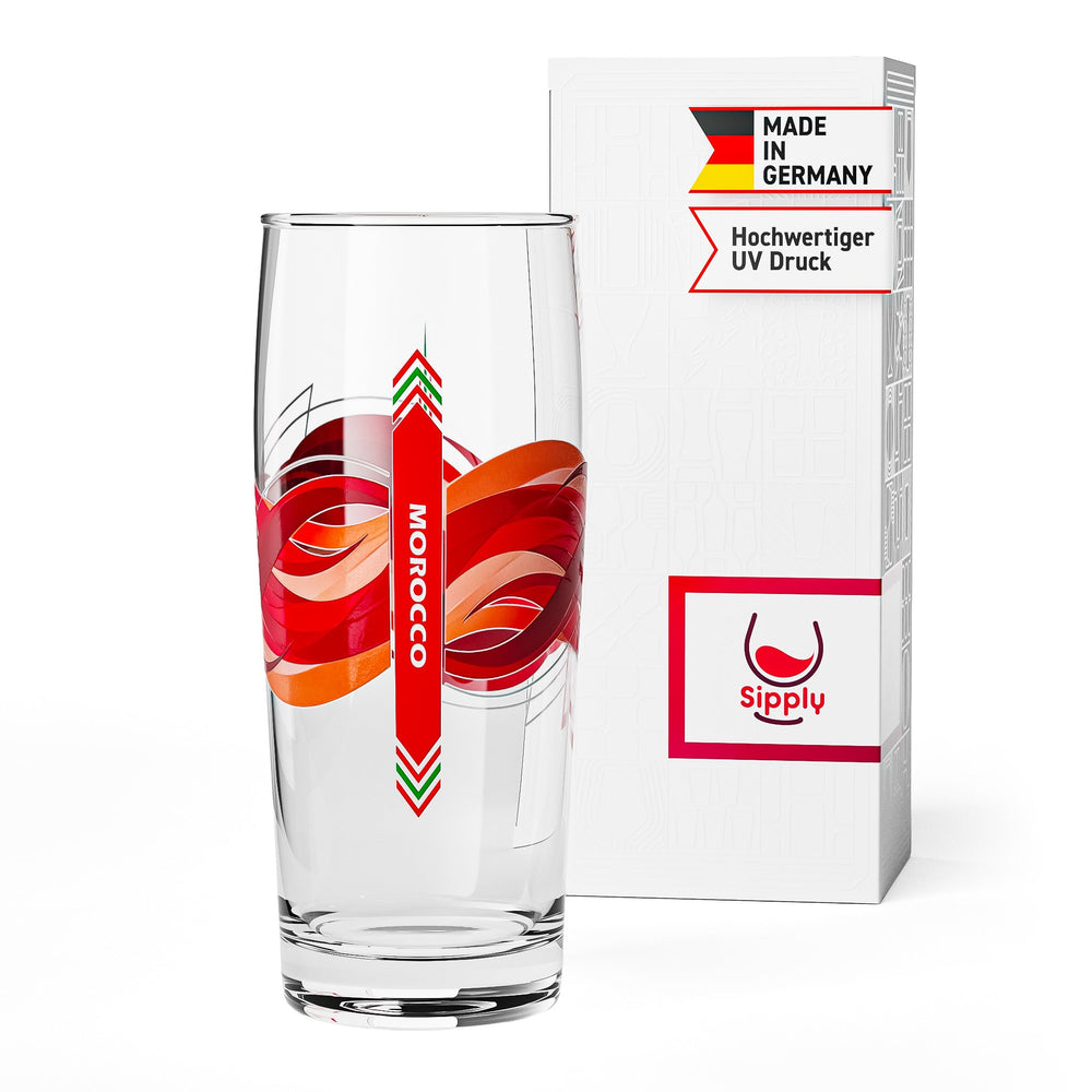 Sipply Beer Glass Willibecher 0.3l with Your Country Flag Morocco