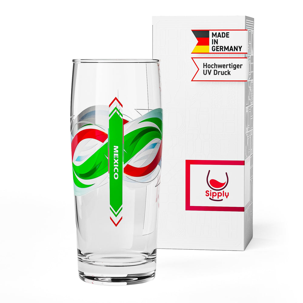 Sipply Beer Glass Willibecher 0.3l with Your Country Flag Mexico