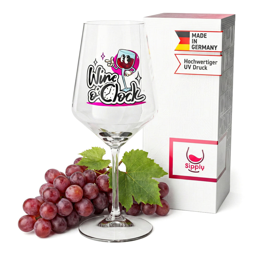 Sipply wine glass with funny saying Wine o'Clock 0.5 l