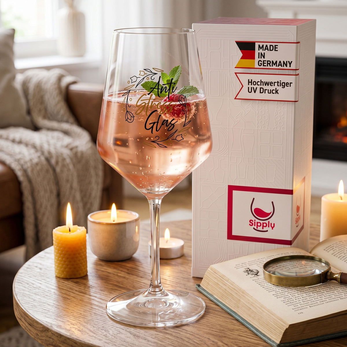 Sipply Wine Glass with "Anti-Stress" Saying, 0.5 L – View 3