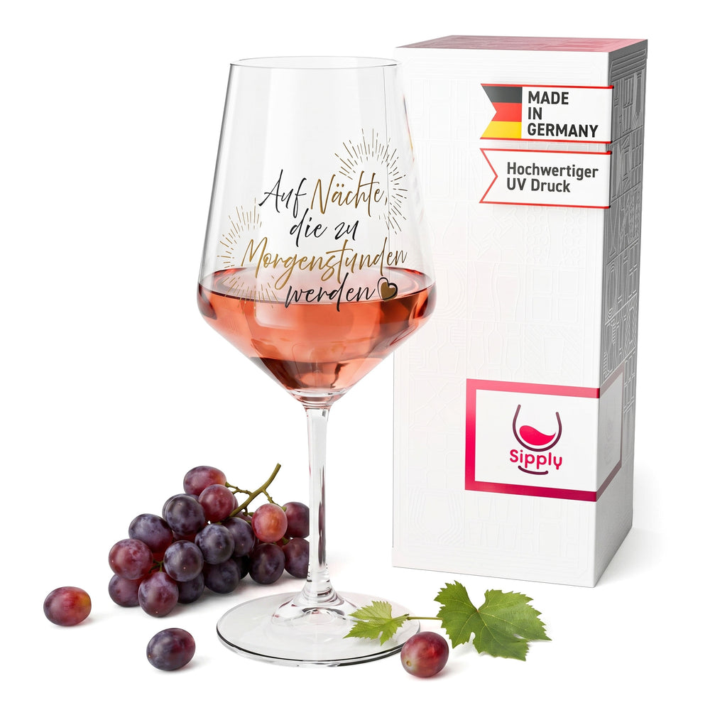 Sipply Wine Glass with Saying: "To nights that turn into mornings" 0.5 L
