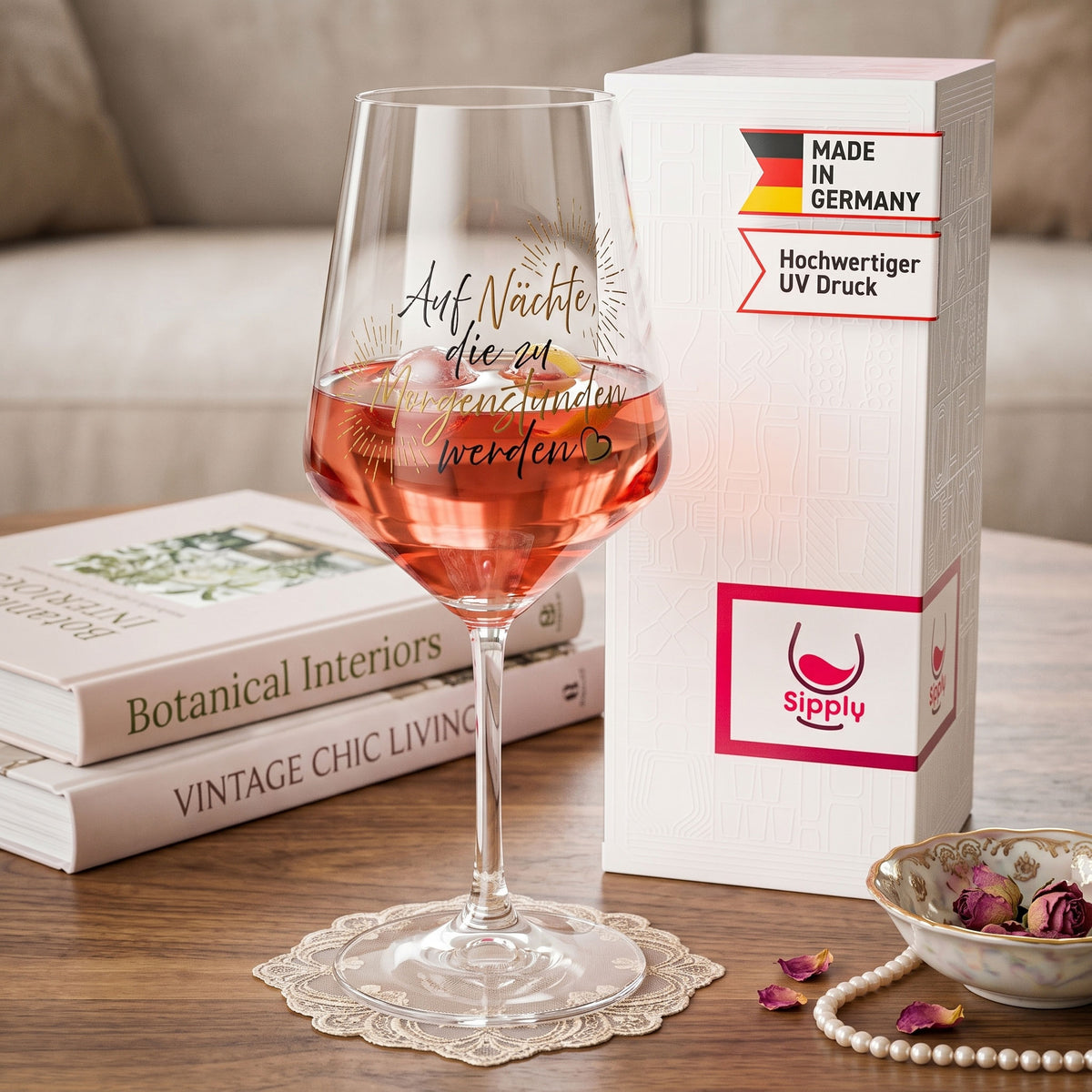 Sipply Wine Glass with Saying: "To nights that turn into mornings" 0.5 L – View 3