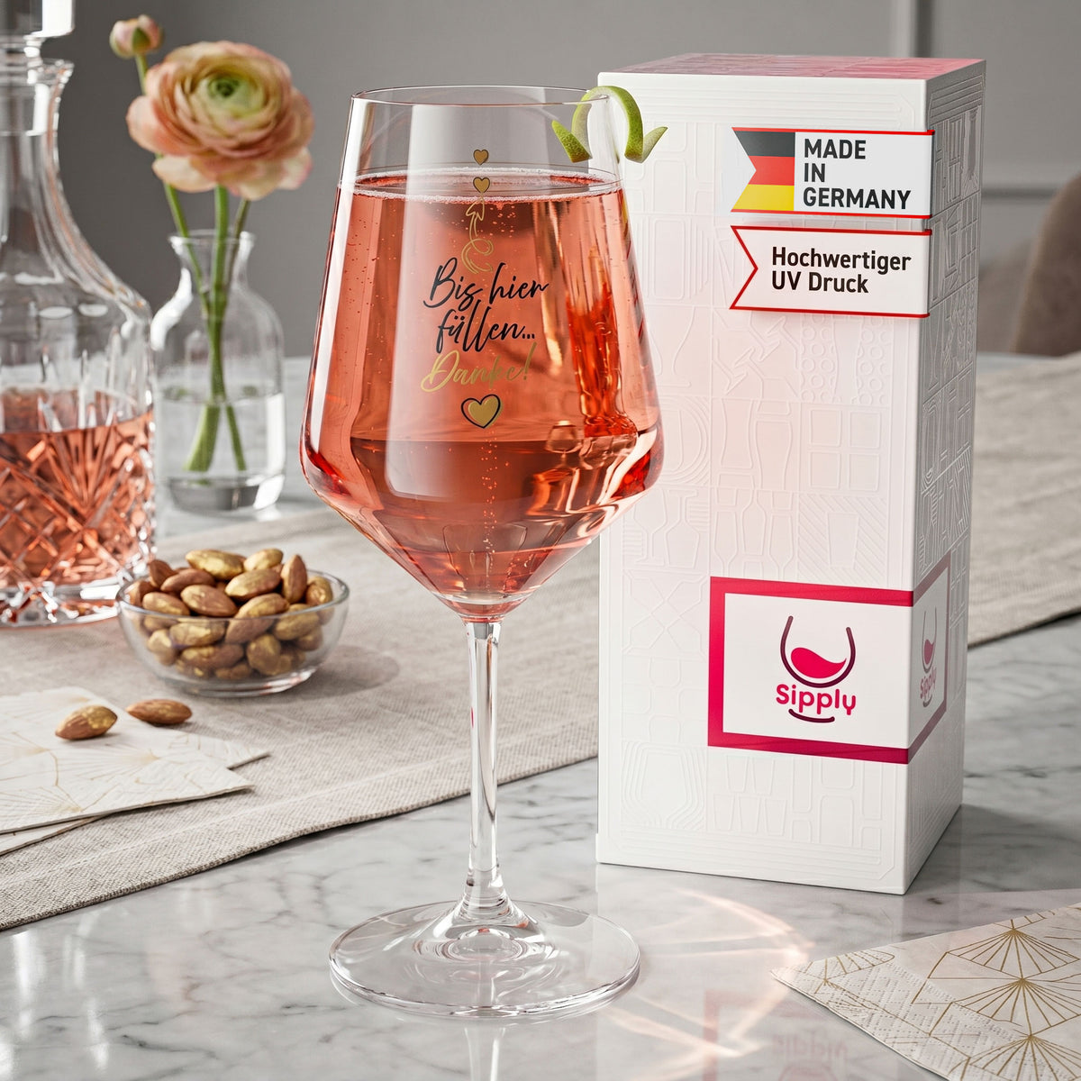 Sipply Wine Glass with Saying: "Fill to here... Thanks!" 0.5 L – View 3