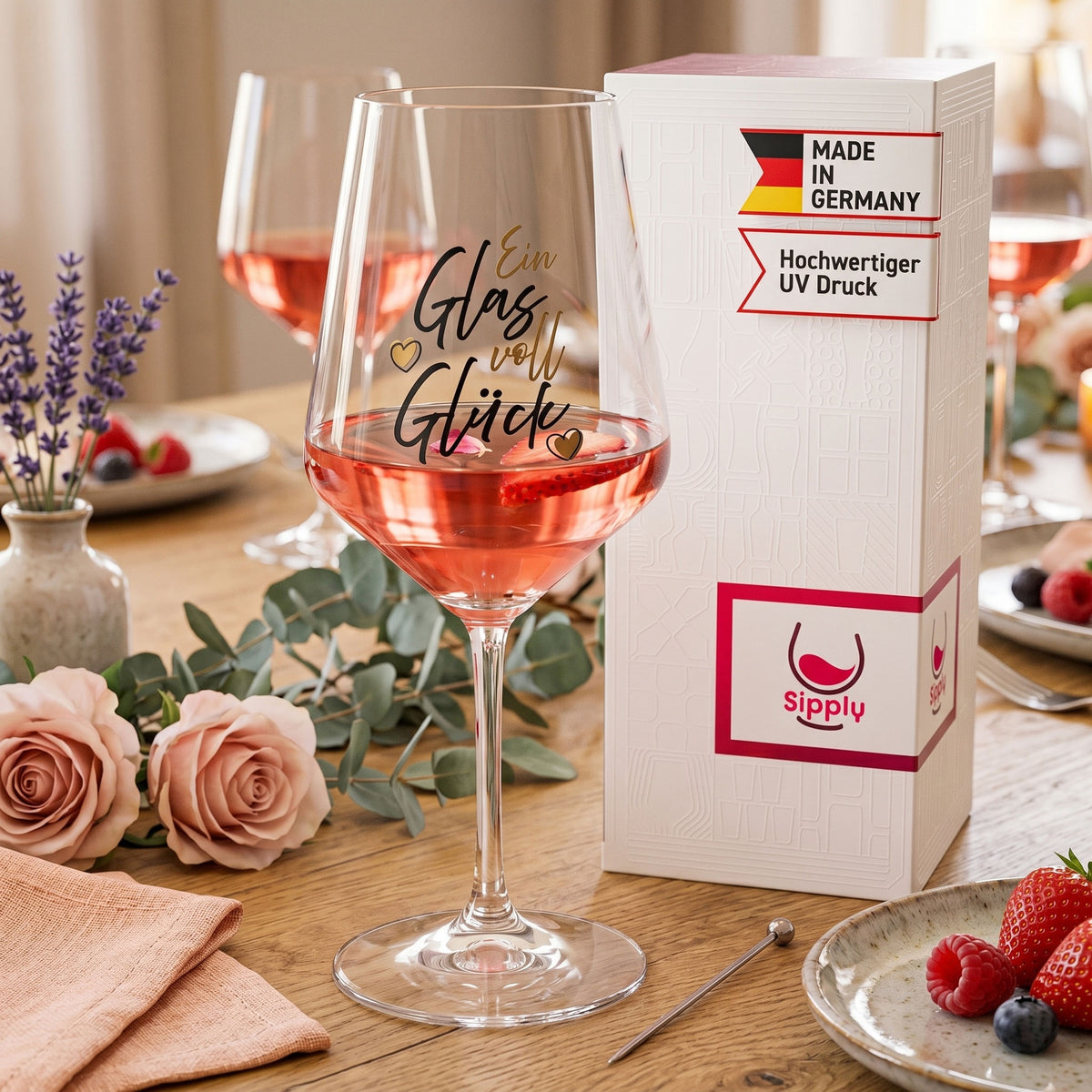 Sipply Wine Glass with Saying "A Glass Full of Happiness" 0.5 L – View 3