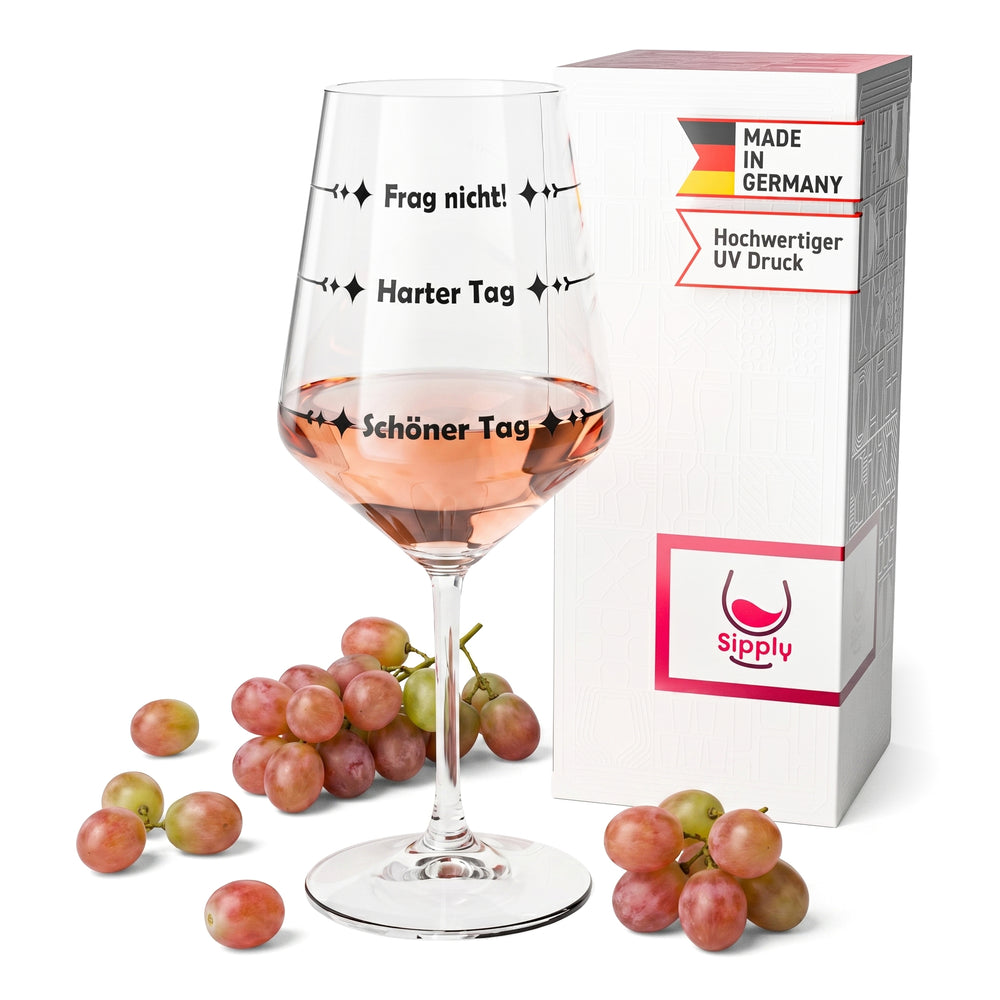 Sipply Wine Glass with Saying "Don't Ask" – "Tough Day, Beautiful Day" V1, 0.5 L