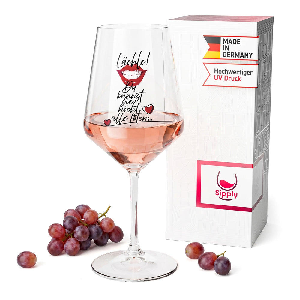 Sipply Wine Glass with Saying: "Smile! You can't kill them all..." 0.5 L
