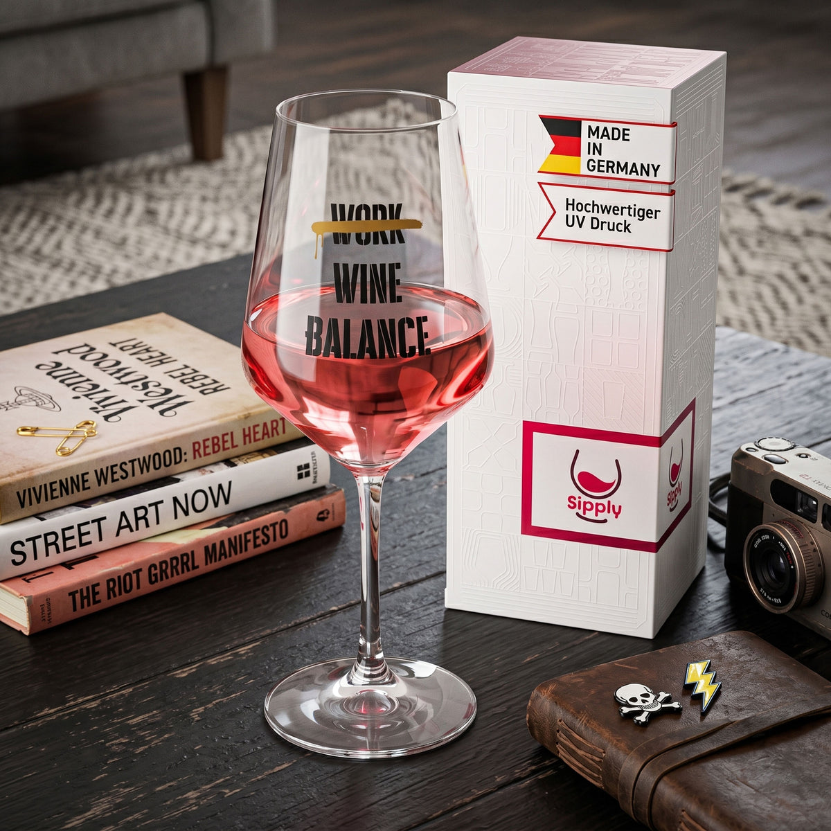 Sipply Wine Glass with "Work Wine Balance" Saying, 0.5 L – View 3