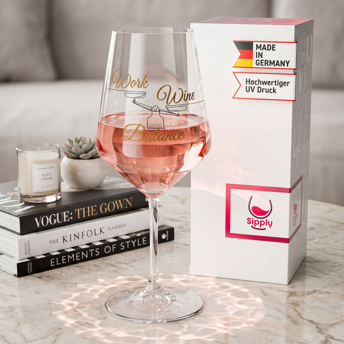 Sipply Wine Glass with "Work Wine Balance" Saying, 0.5 L – View 3
