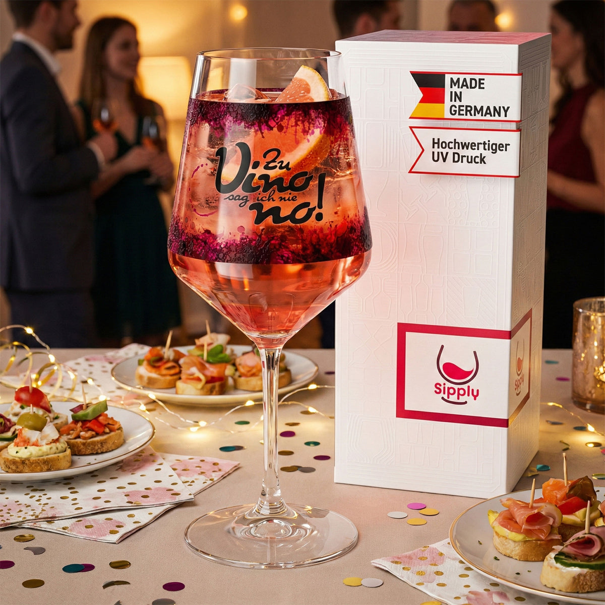 Sipply wine glass with slogan "I never say no to wine!" 0.5 l with transparency effect – View 2