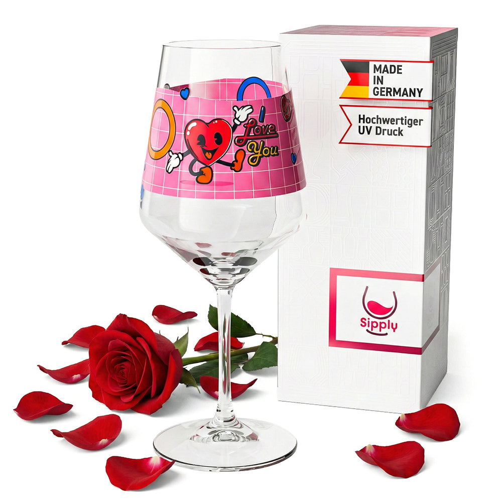 Sipply Wine Glass for Valentine's Day "I Love You" Heart Gift 0.5l