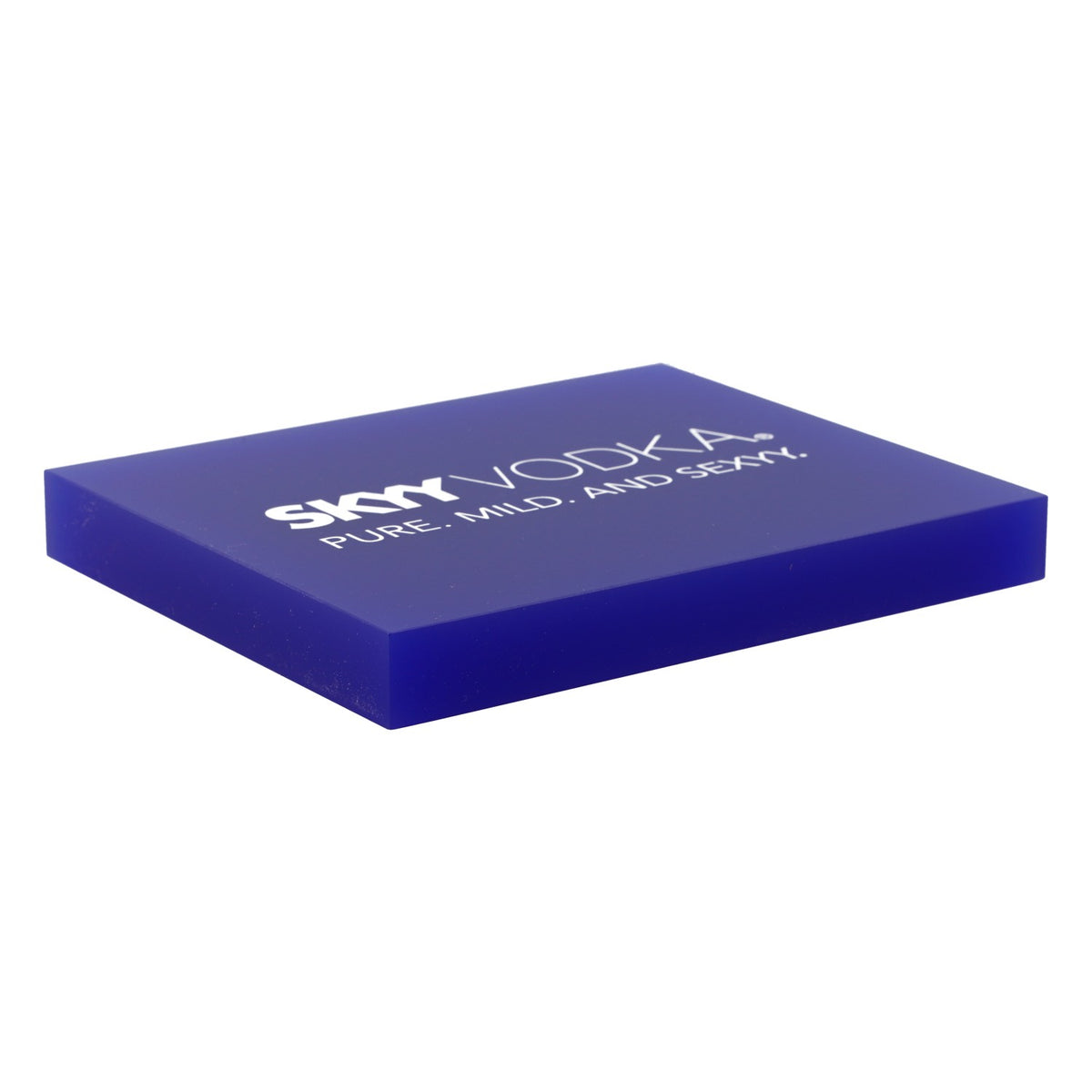 Skyy Vodka Coaster Glass Coaster Silver Lettering Blue