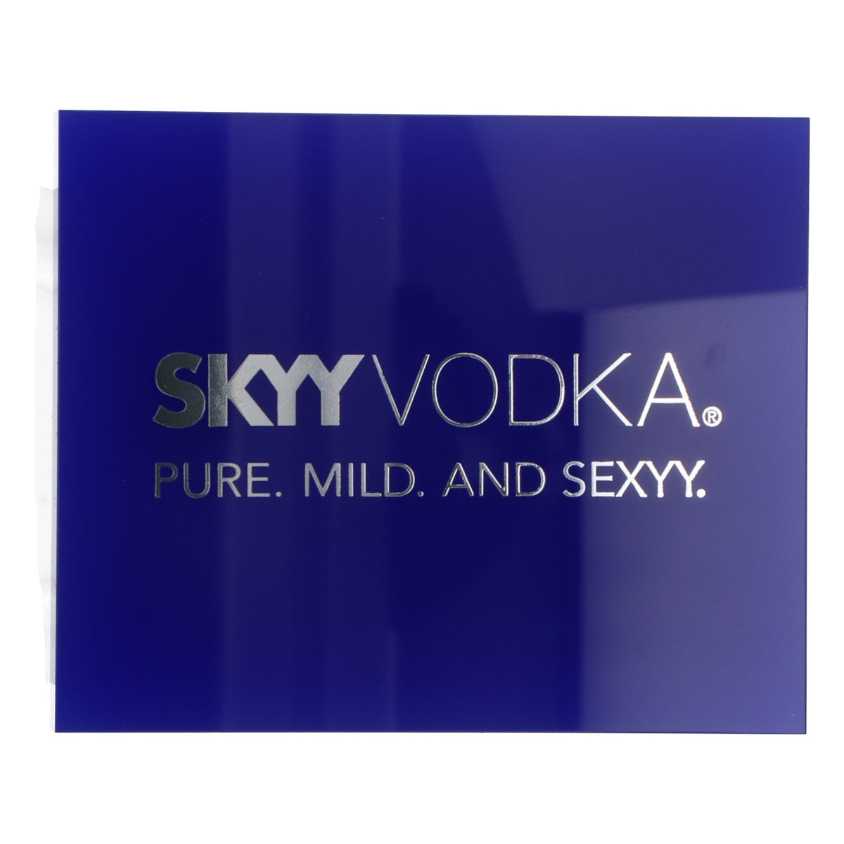 Skyy Vodka Coaster Glass Coaster Silver Lettering Blue – View 3
