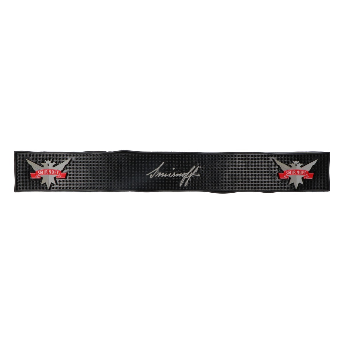 Smirnoff Vodka Bar Mat Drain Mat Rubber Mat Bar Accessories Black 59x8 cm with Lettering