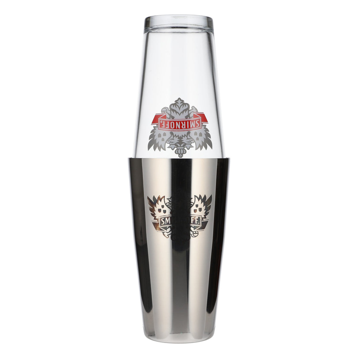 Smirnoff Vodka Boston Shaker, Stainless Steel, Glass, Cocktail Bar Accessories