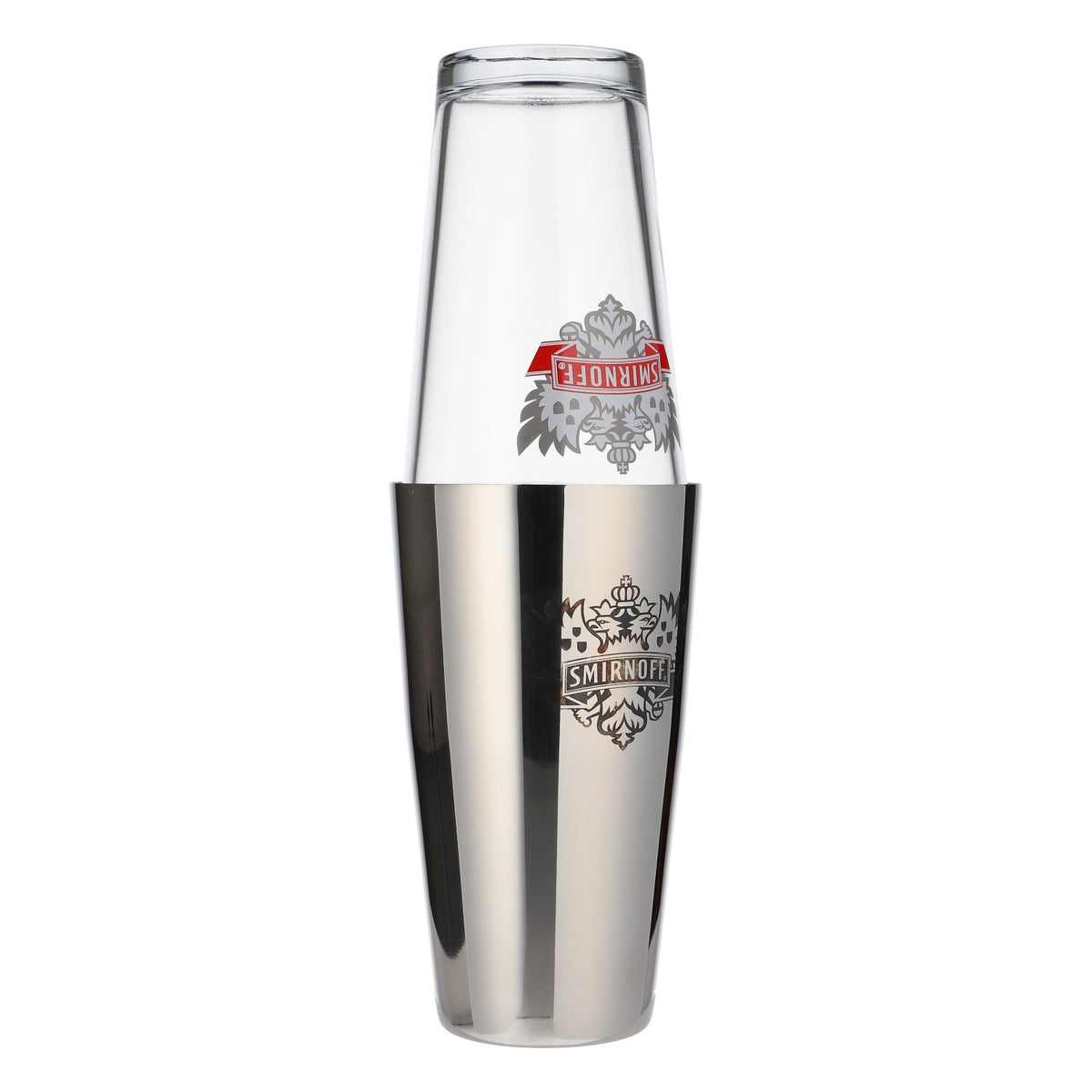 Smirnoff Vodka Boston Shaker, Stainless Steel, Glass, Cocktail Bar Accessories – View 2