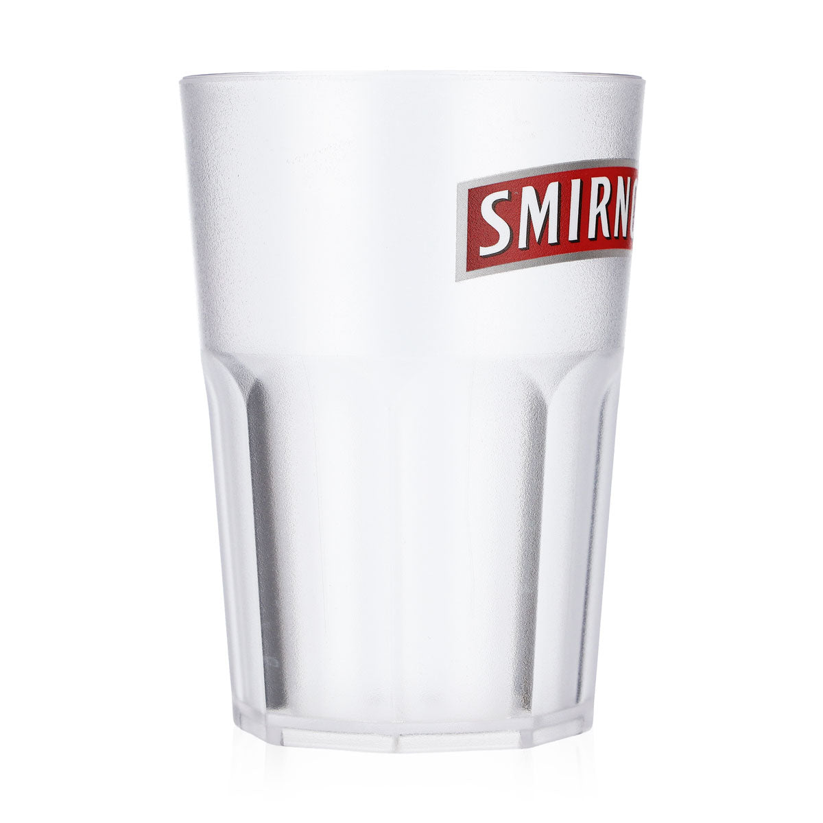 Smirnoff Vodka glass reusable cup, plastic, 0.43 l, embossed wide red logo – View 2