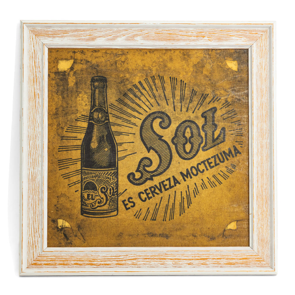 Sol Beer Picture Wooden Frame Wall Art Wall Decoration "Bottle" 50x50 cm