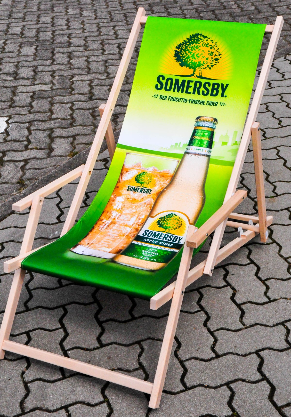 Somersby Cider Deck Chair Beach Chair Folding Lounger Made of Beech Wood