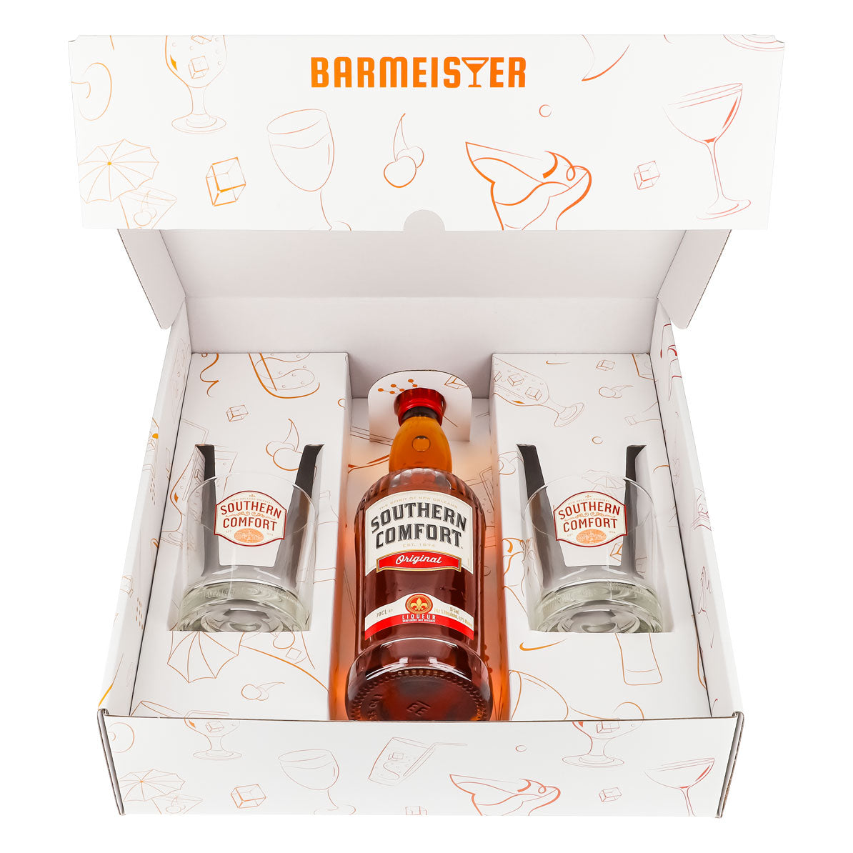 Southern Comfort Geschenkset 0,7l Flasche 35,0 % Vol. + Tumbler Gläser–Weiß – Ansicht 2