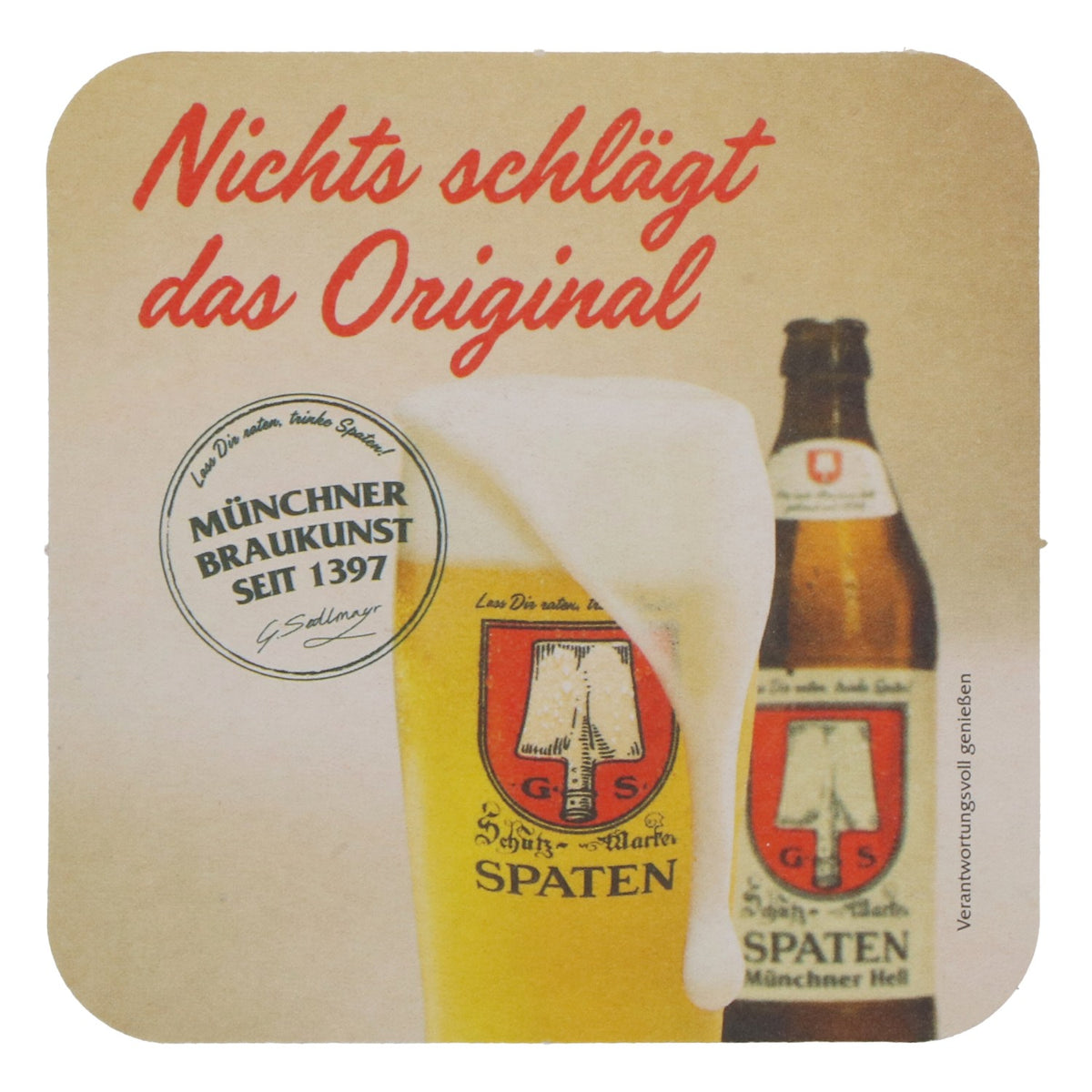 Spaten Beer Coaster "Nothing Beats the Original" New Paper – View 3