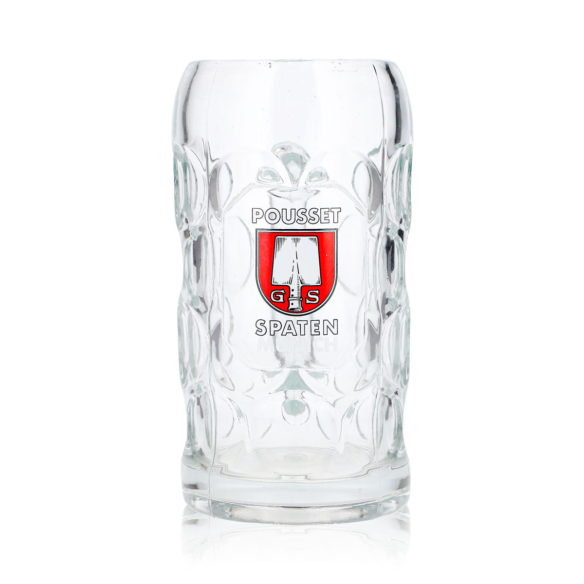 Spaten Beer Glass, 1-Liter Mug, Pousset Munich Relief Beer Mug, Seidel, Humpen – View 2