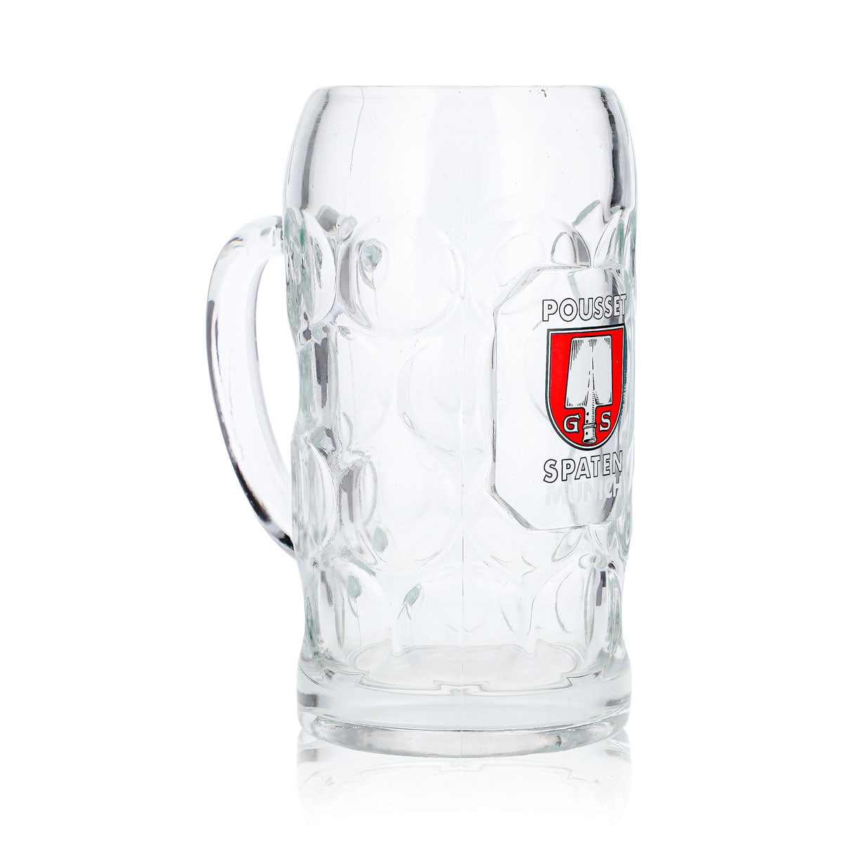 Spaten Beer Glass, 1-Liter Mug, Pousset Munich Relief Beer Mug, Seidel, Humpen – View 3