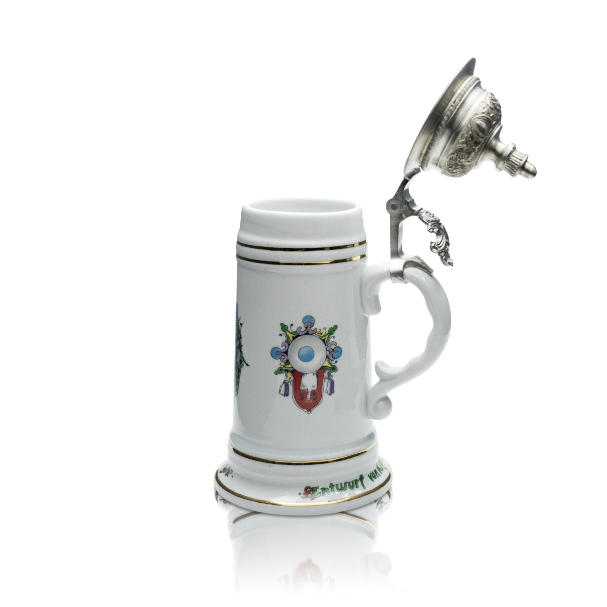Spade clay jug glass 0.5l beer mug tankard stoneware motif glasses pewter lid – View 3