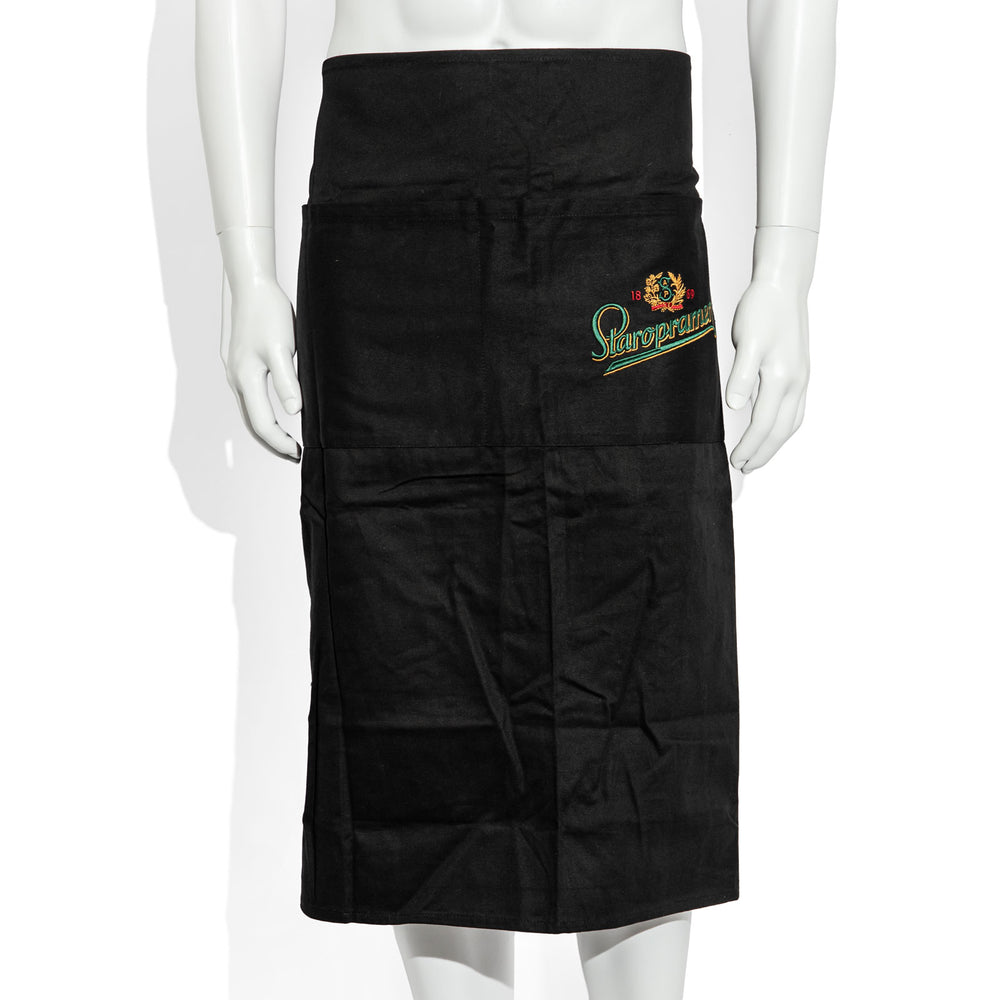 Staropramen Beer Glass Mixed-Fabric Waiter's Apron Bistro Apron, Short, Black