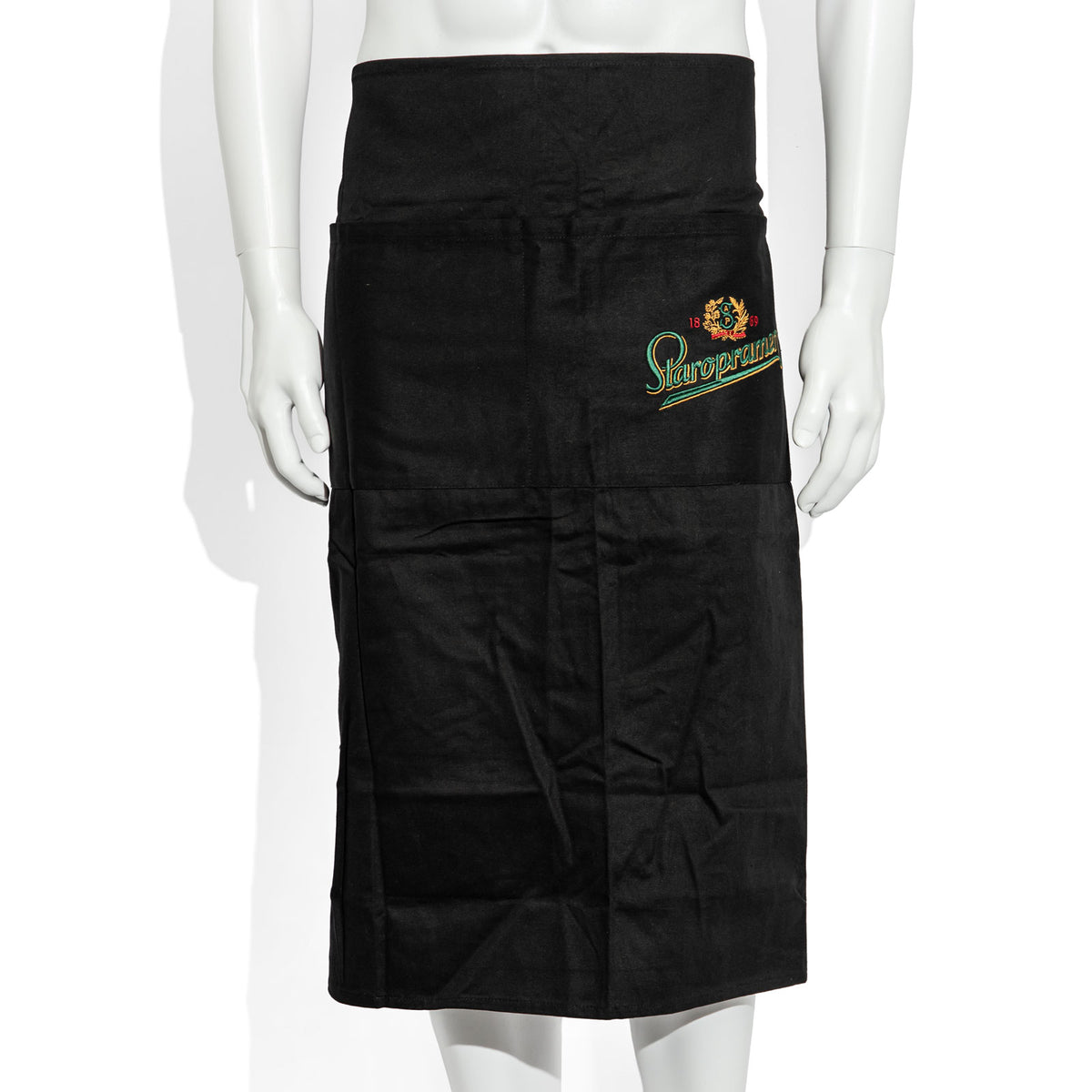 Staropramen Beer Glass Mixed-Fabric Waiter's Apron Bistro Apron, Short, Black