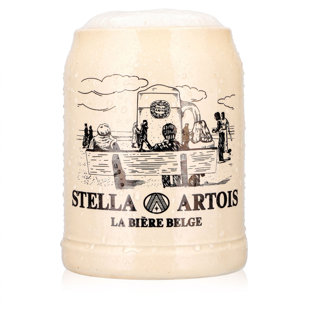 Stella Artois Beer Glass Clay Mug Beer Mug 0.5 L Bench Motif La Bière Belge Clay