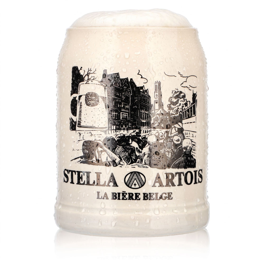 Stella Artois Beer Glass, Earthenware Mug, 0.5 L, "La Bière Belge" City, Stoneware