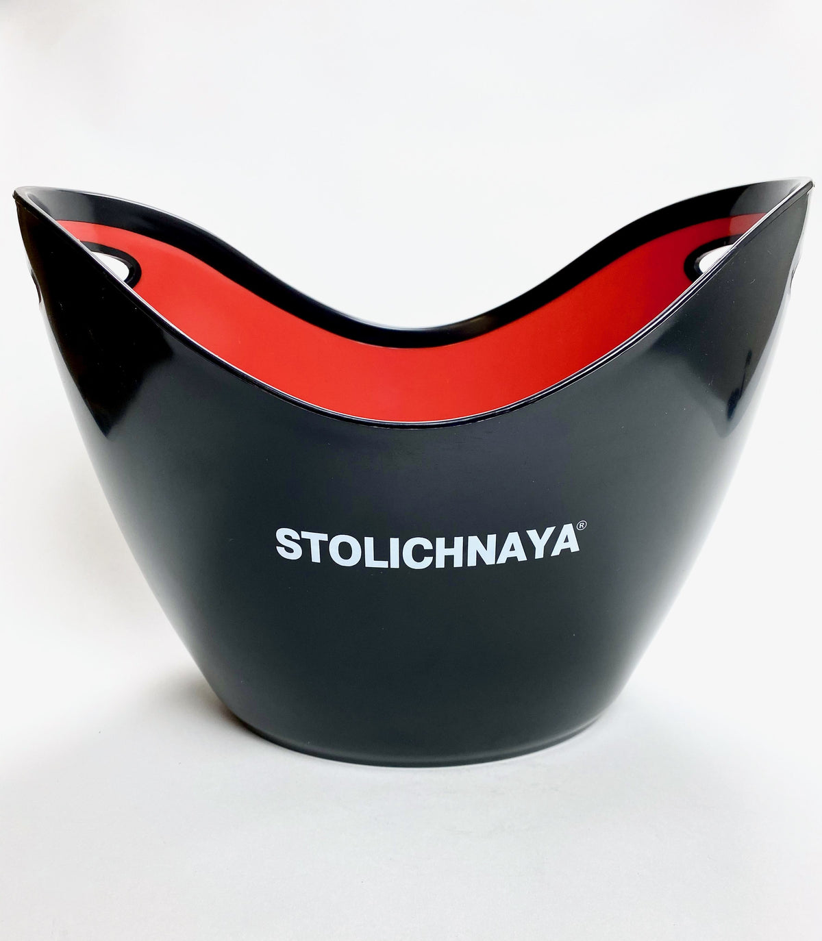 Stolichnaya Vodka Bottle Cooler Ice Cube Container Black Inside Red