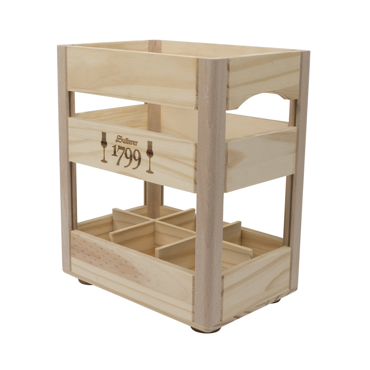 Sutterer 1799 Grappa Wooden Box Tray Bottle Carrier Decorative Box Container – View 2