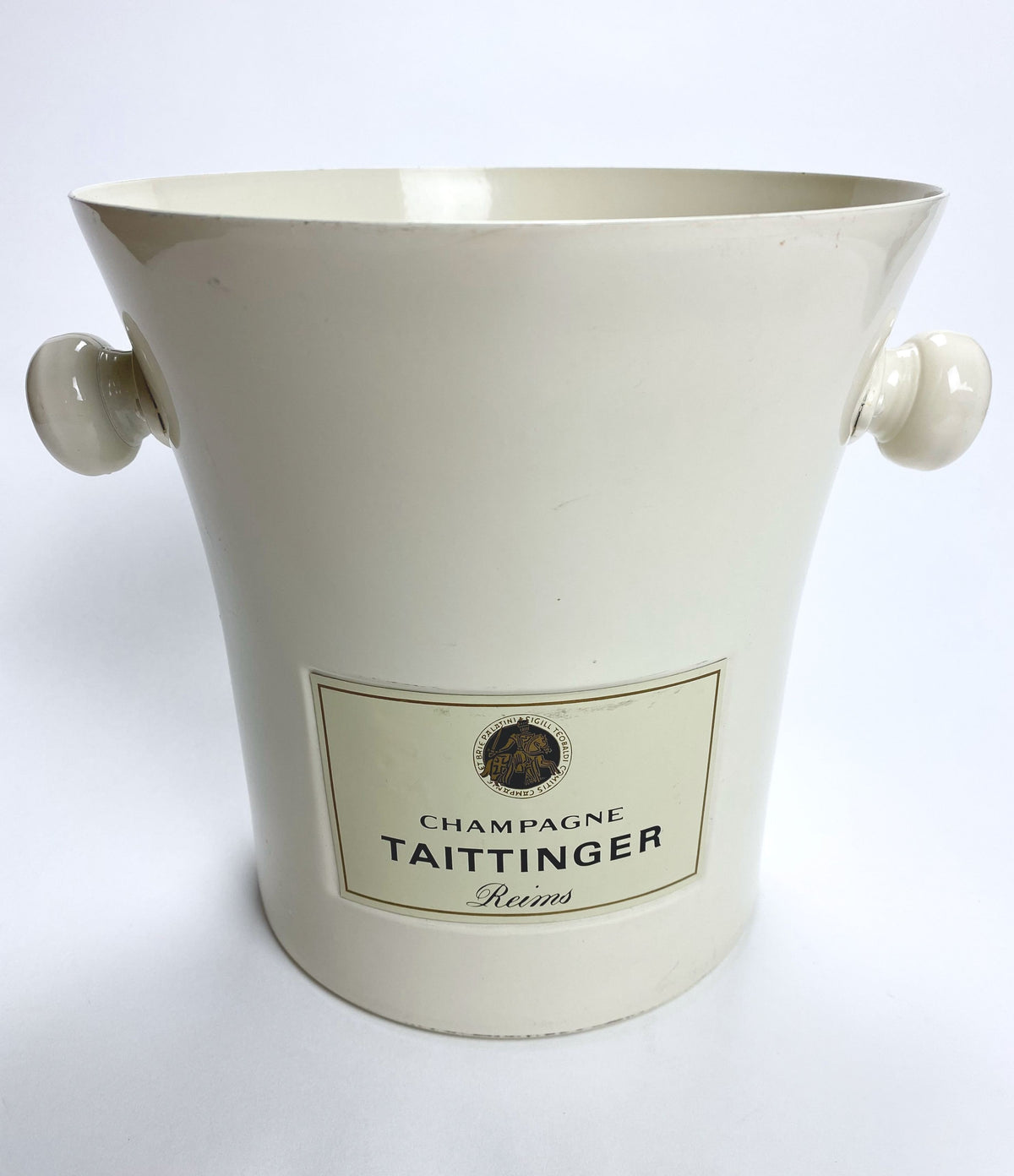 Taittinger Champagne Bottle Cooler Ice Cube Container Metal Bucket Thin White