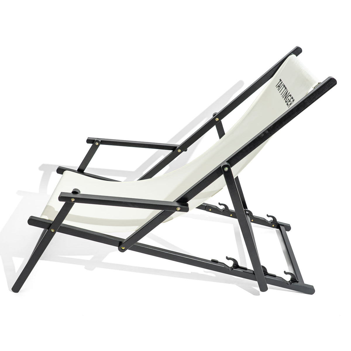 Taittinger Champagne Deck Chair Beach Chair Lounger Beech Wood White – View 3