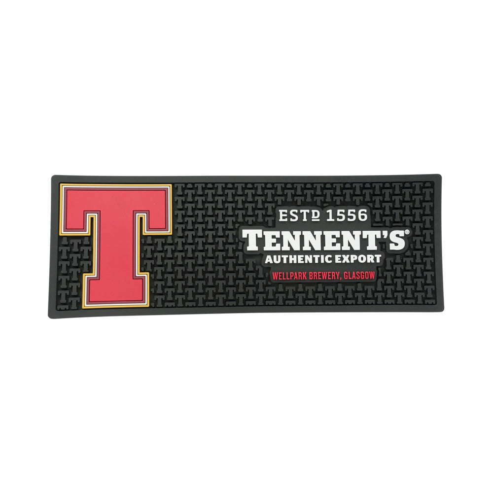 Tennent's Beer Bar Mat 45x15cm Black Glasses Drip Runner Anti-Slip Mat