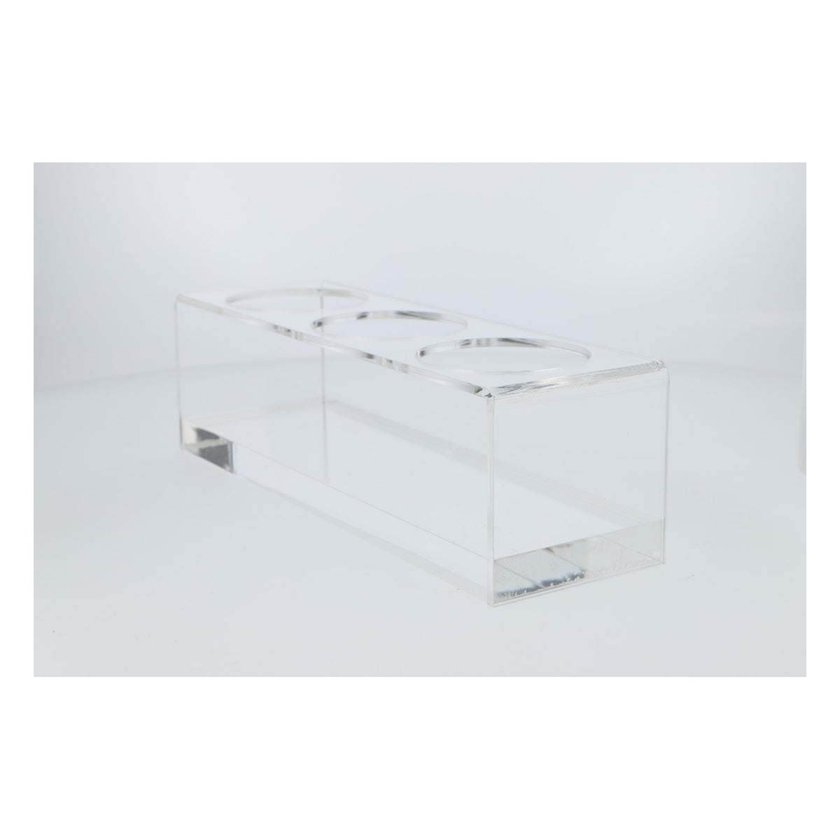 Table display bottle holder for 3 bottles of vinegar, oil, salt, and pepper, acrylic – View 3