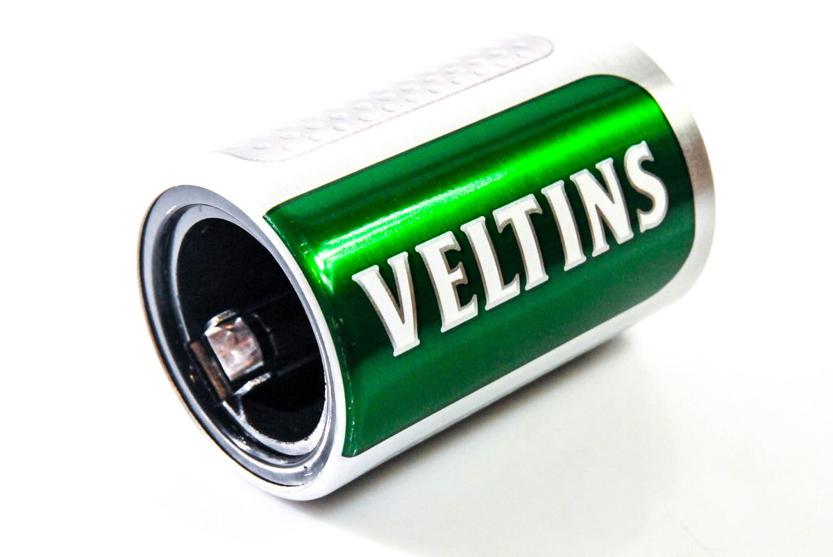 Veltins beer bottle opener push-up bottle opener, green and silver design