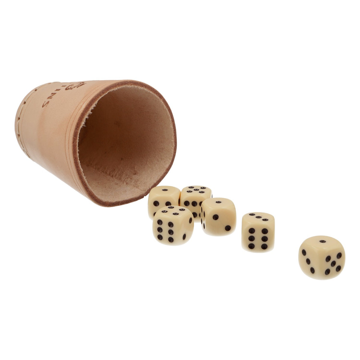 Veltins beer leather dice cup Dice game with 6 dice – View 3